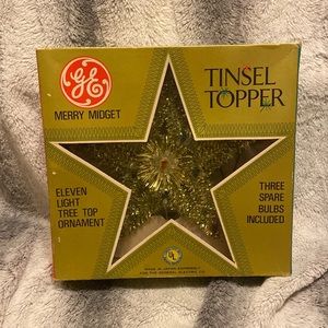 Vintage GE tinsel topper merry midget tree topper